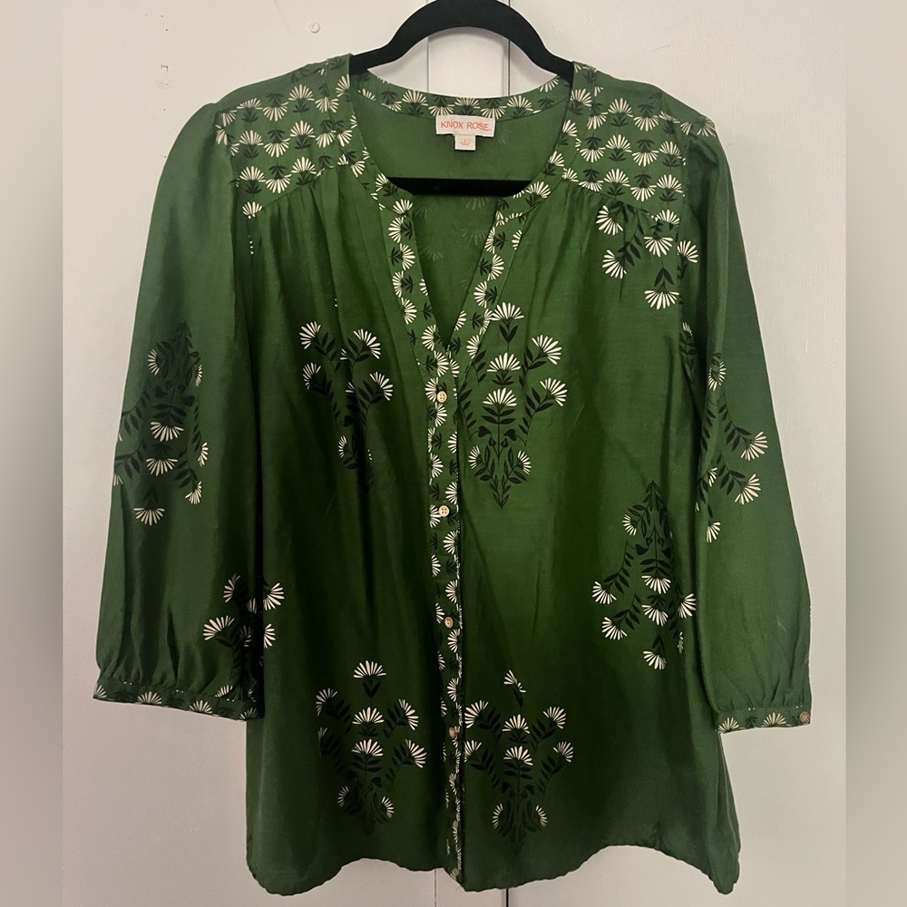 Knox Rose // Green Floral Boho Top